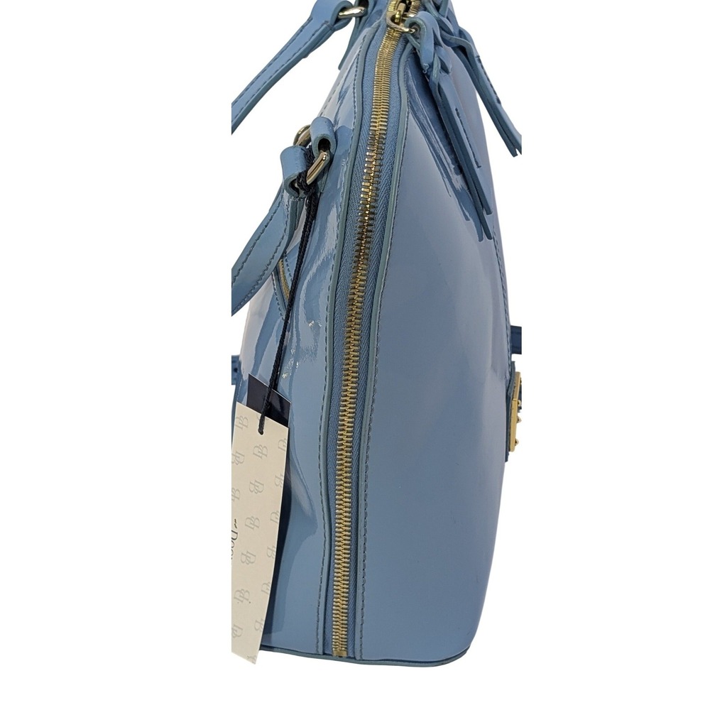 NWT Dooney & Bourke Patent Leather Large TRIXIE Crossbody Denim Blue + Reg Card - Picture 5 of 11